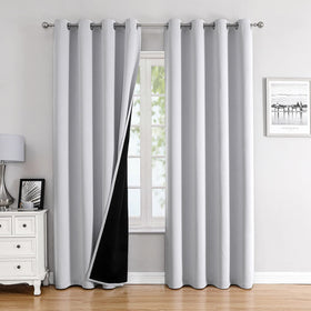 100% Blackout Thermal Insulated Grommet Curtains Set