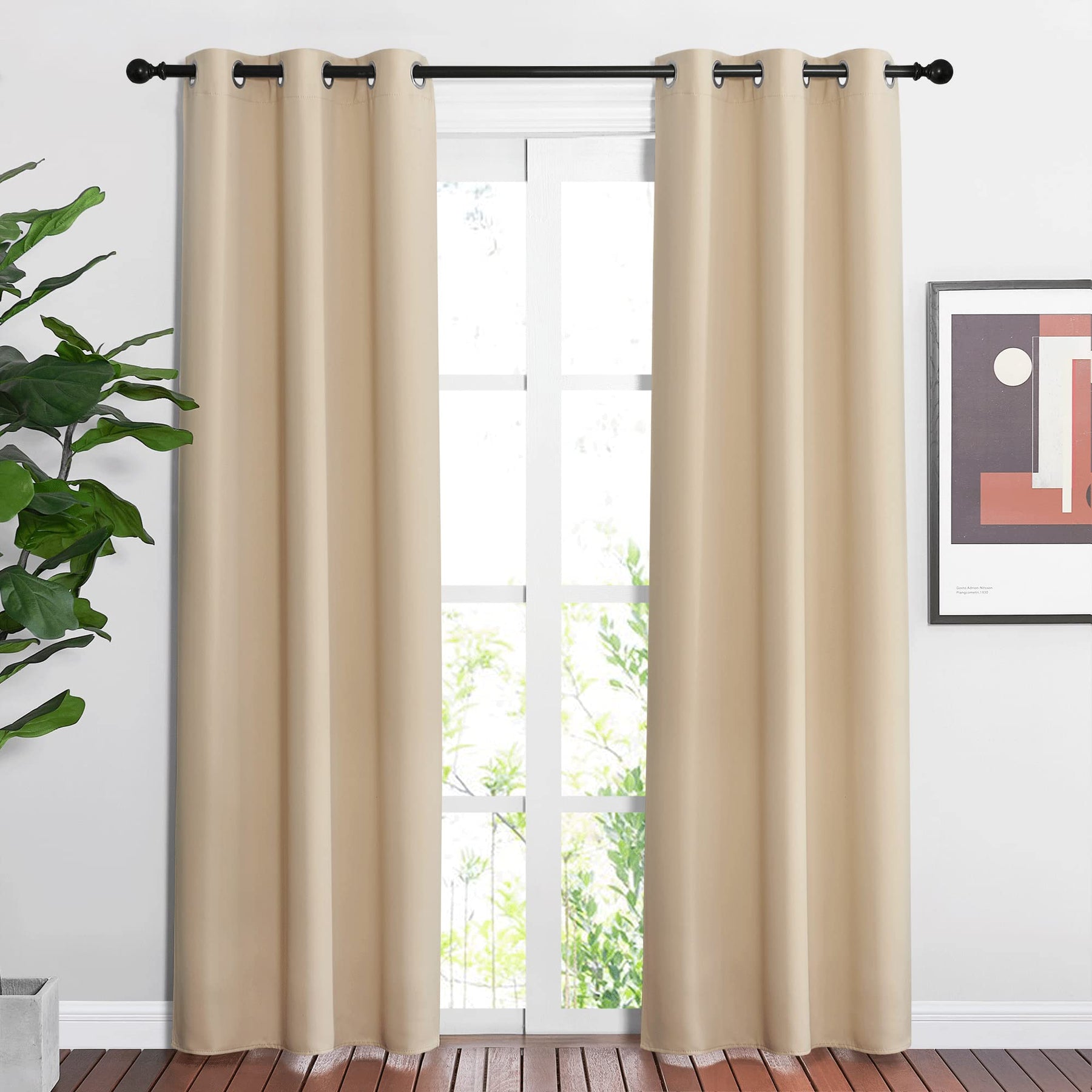 Grommet Blackout Curtains Set for Windows
