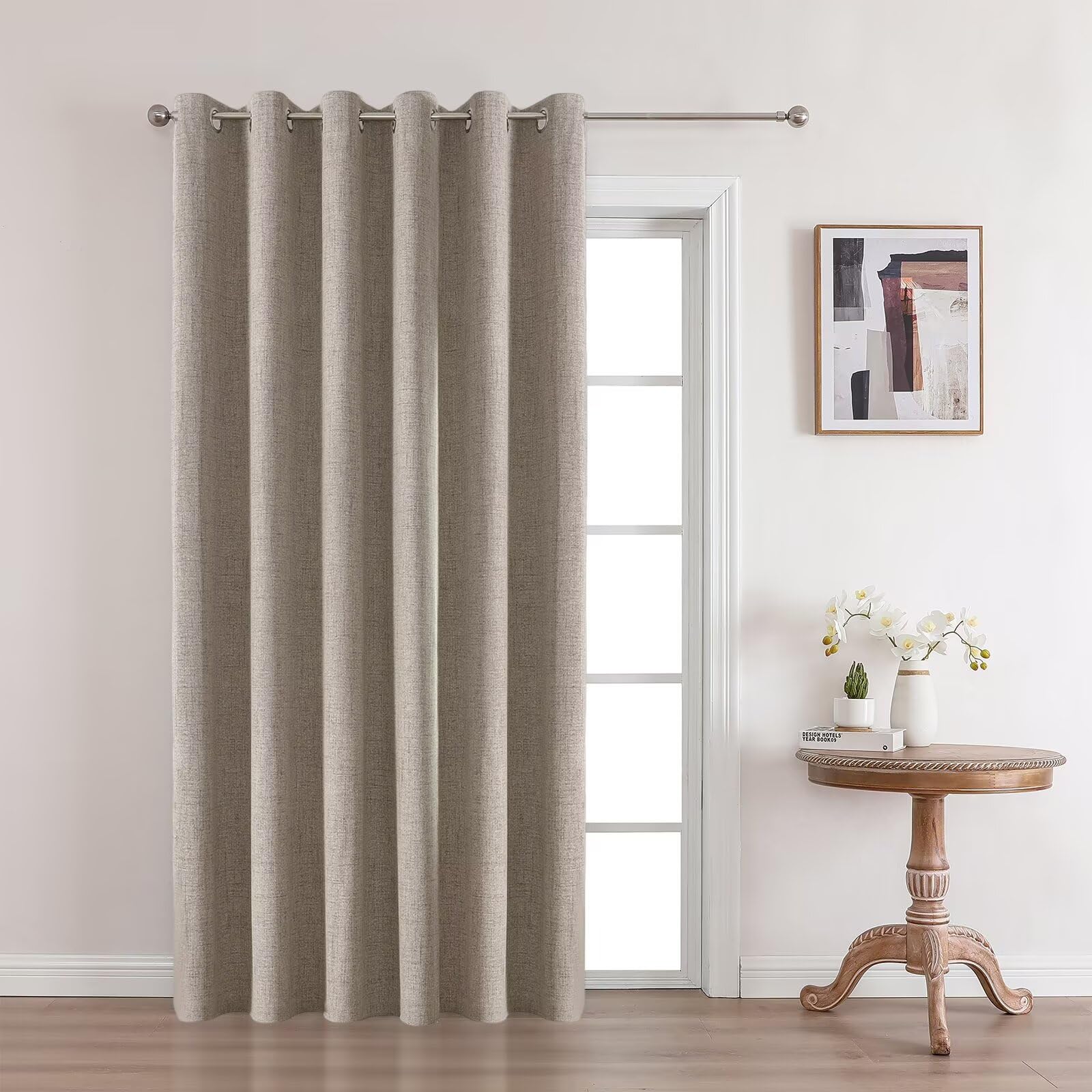 Joydeco 52 Inch Wide Bedroom 100% Faxu Linen Textured Privacy Curtains