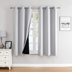 100% Blackout Thermal Insulated Grommet Curtains Set