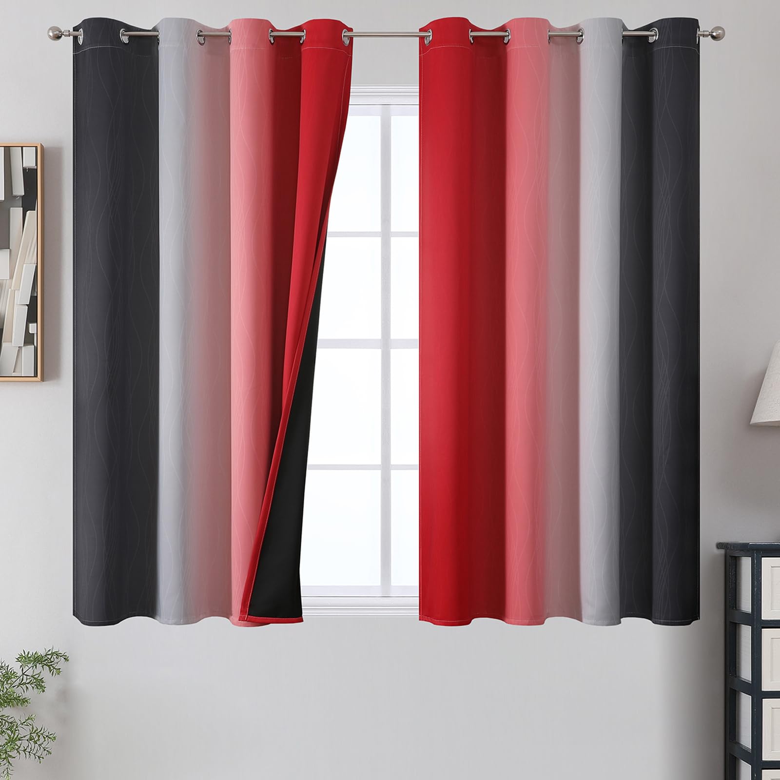 Estelar Textiler Ombre Blackout Curtains for Bedroom 2 Panels Set