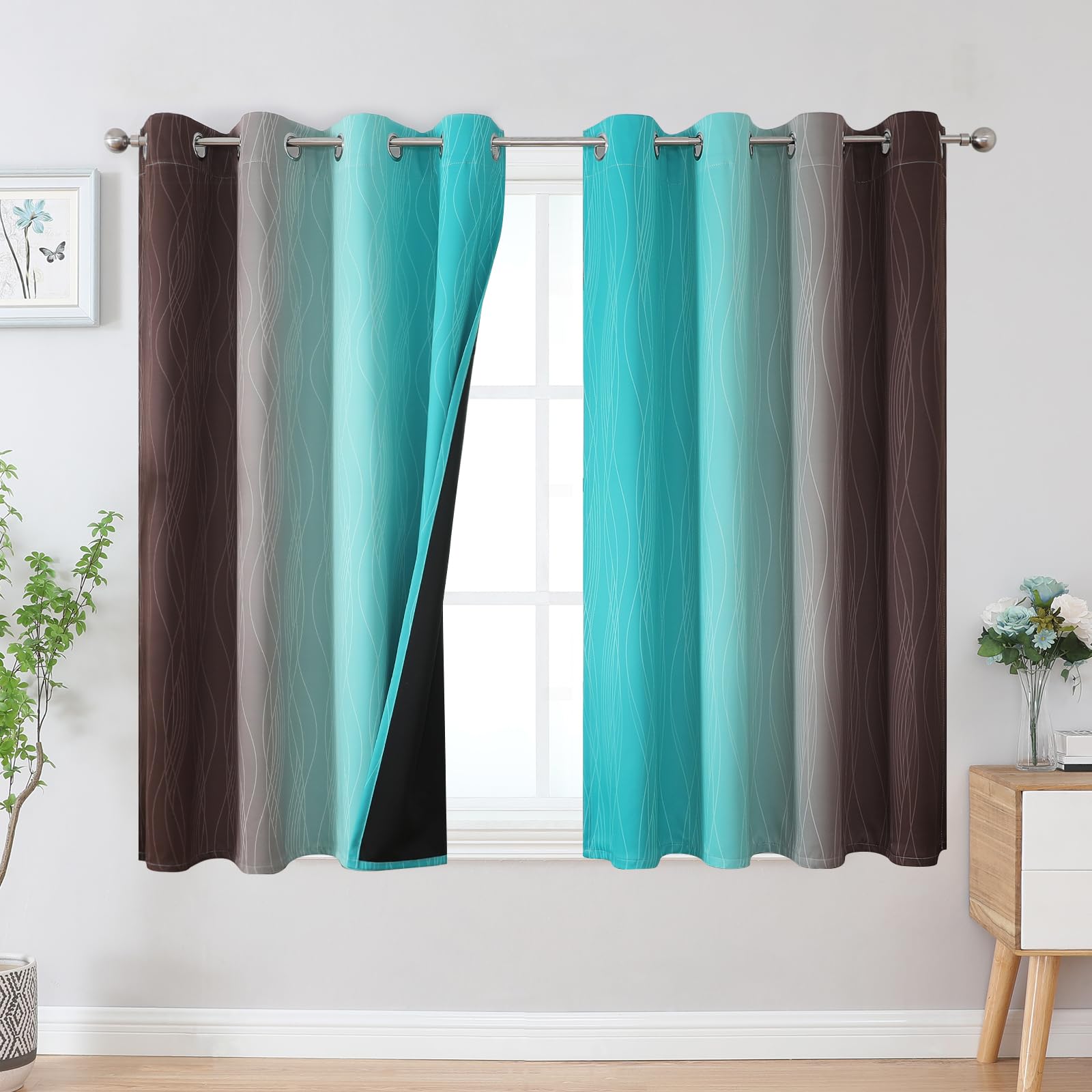 Estelar Textiler Ombre Blackout Curtains for Bedroom 2 Panels Set