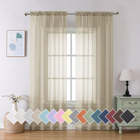 Airy Sheer Voile Curtains Set for Living Room & Bedroom