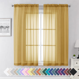Airy Sheer Voile Curtains Set for Living Room & Bedroom