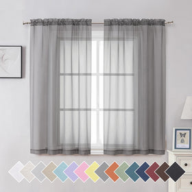 Airy Sheer Voile Curtains Set for Living Room & Bedroom