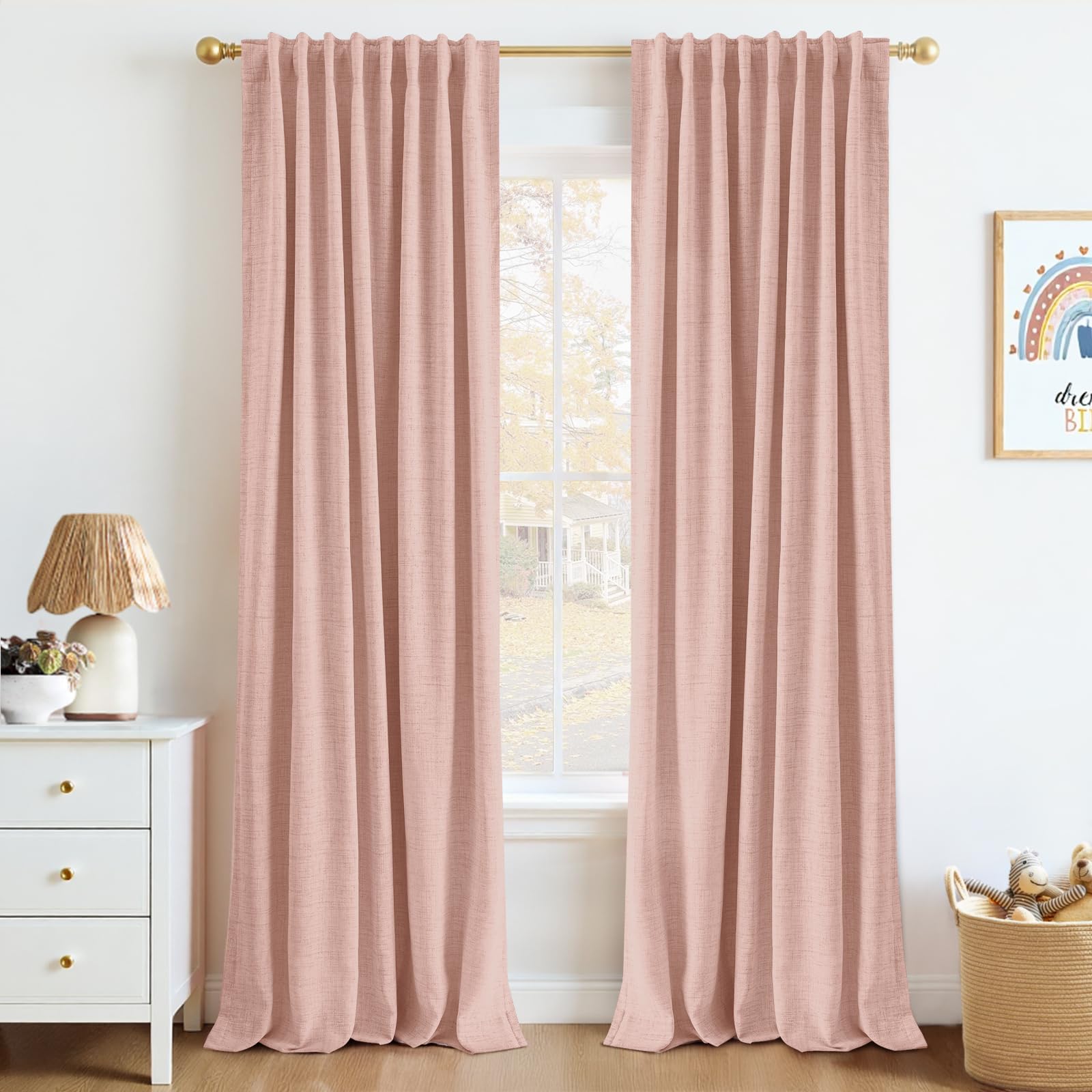 100% Blackout Linen Curtains for Bedroom