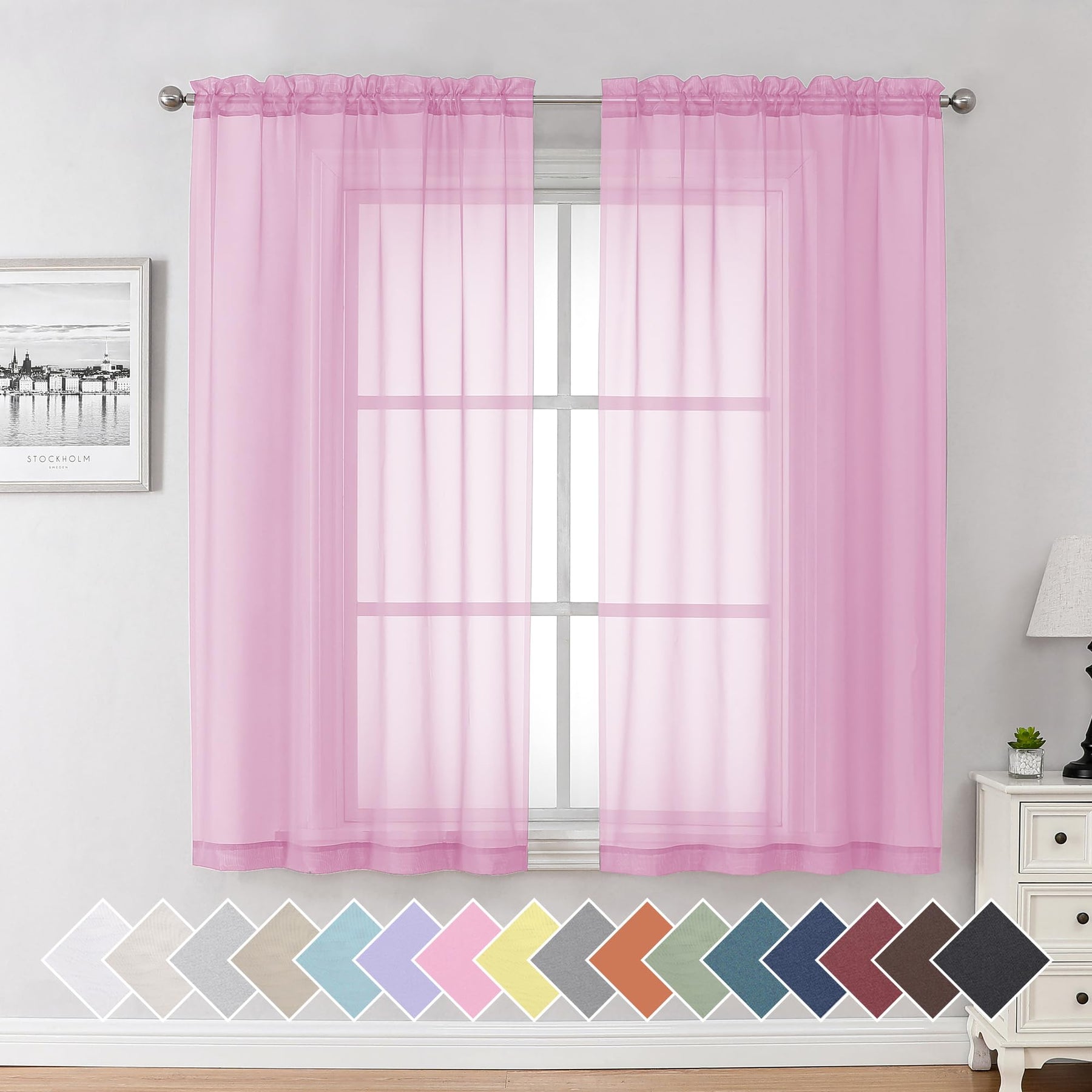 Airy Sheer Voile Curtains Set for Living Room & Bedroom
