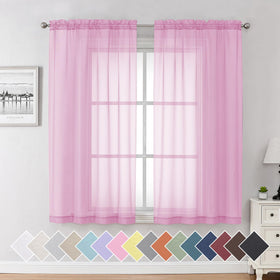Airy Sheer Voile Curtains Set for Living Room & Bedroom