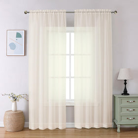 Airy Sheer Voile Curtains Set for Living Room & Bedroom