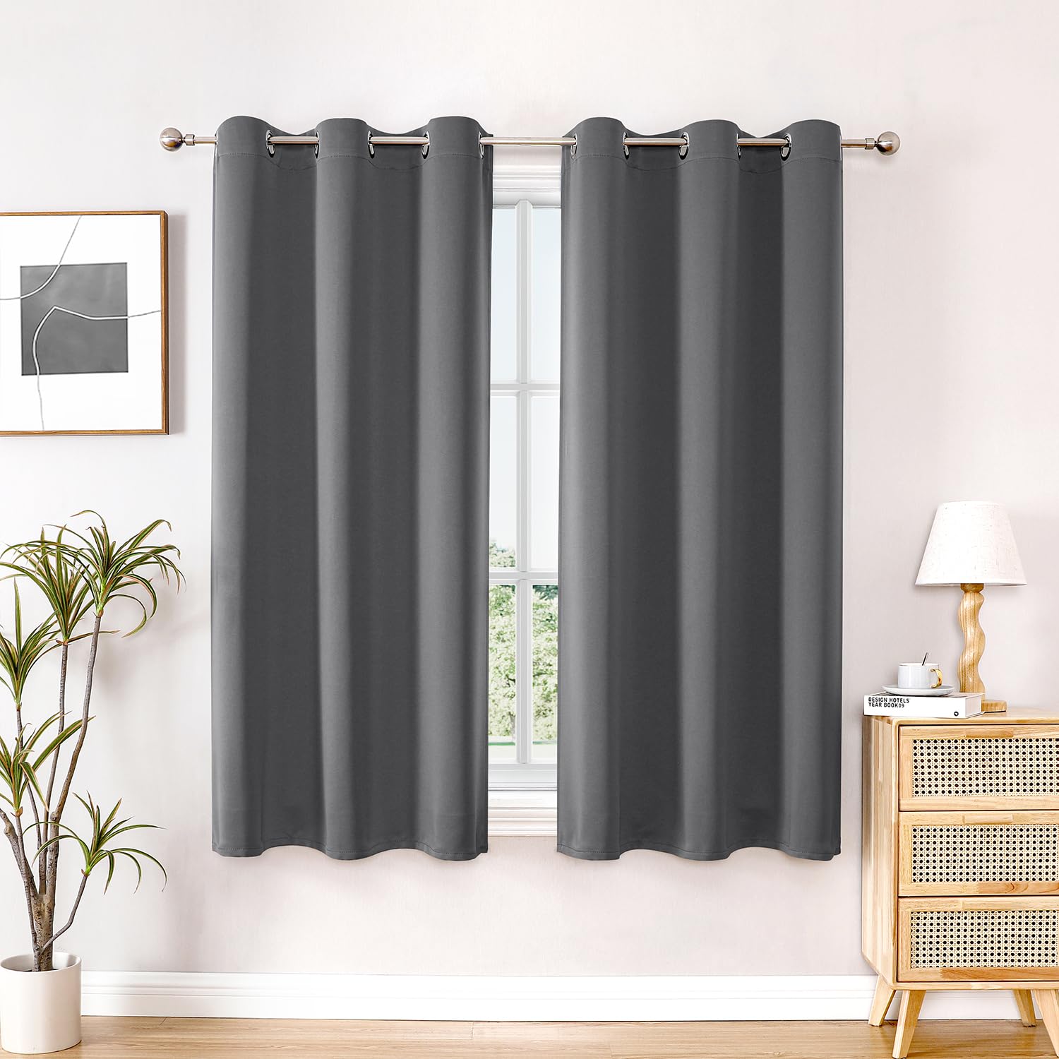 Grommet Blackout Curtains Set for Bedroom & Living Room