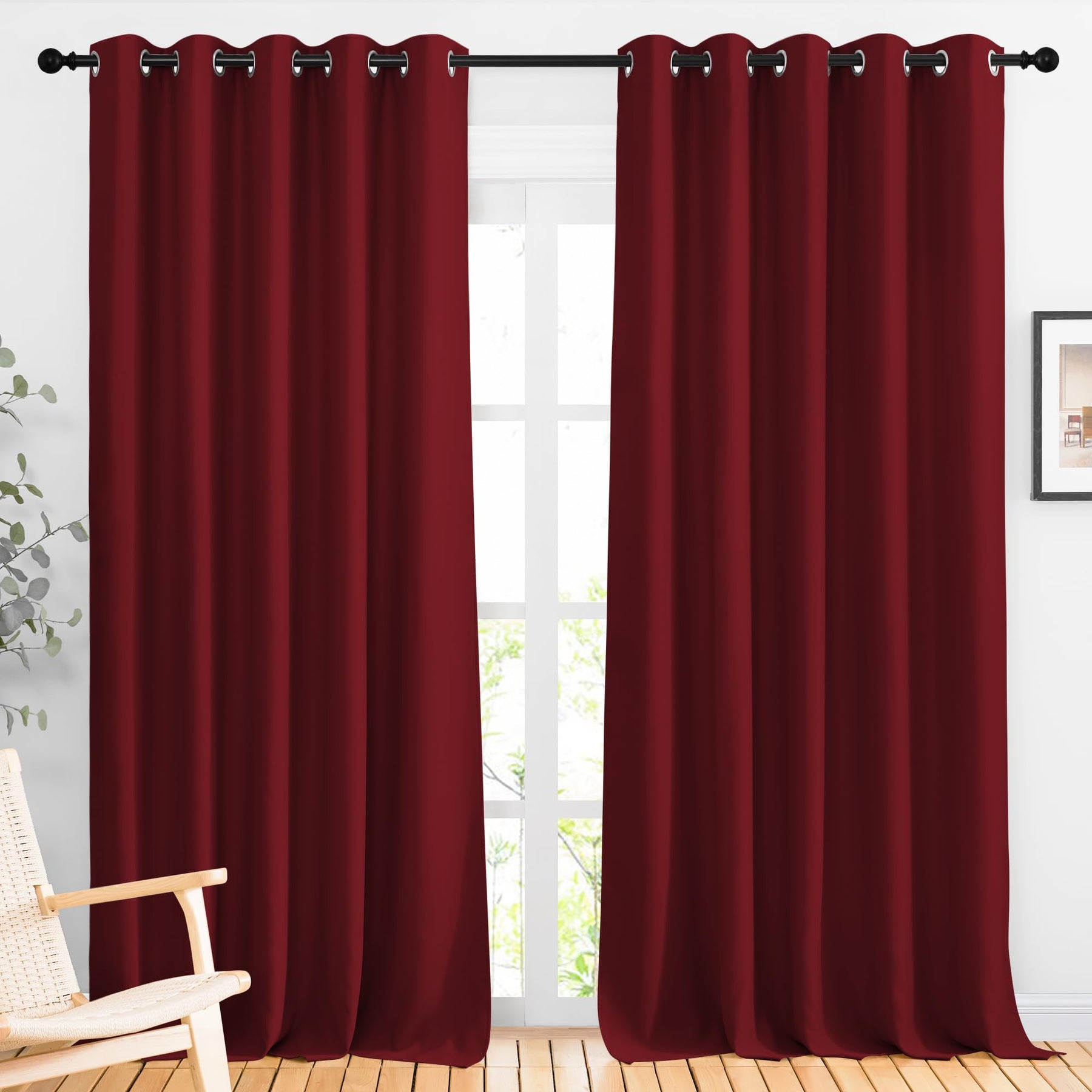 Grommet Blackout Curtains Set for Windows