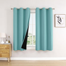 100% Blackout Thermal Insulated Grommet Curtains Set
