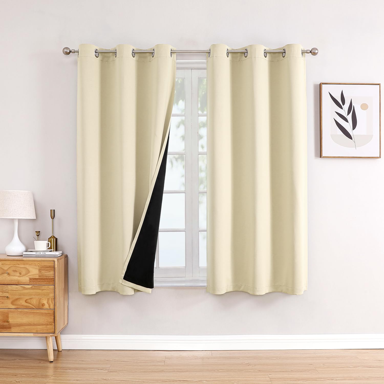 100% Blackout Thermal Insulated Grommet Curtains Set