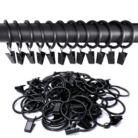 Curtain Rings with Clips Hooks, Drapery Rings Stainless Steel Metal Curtain Hangers Clips