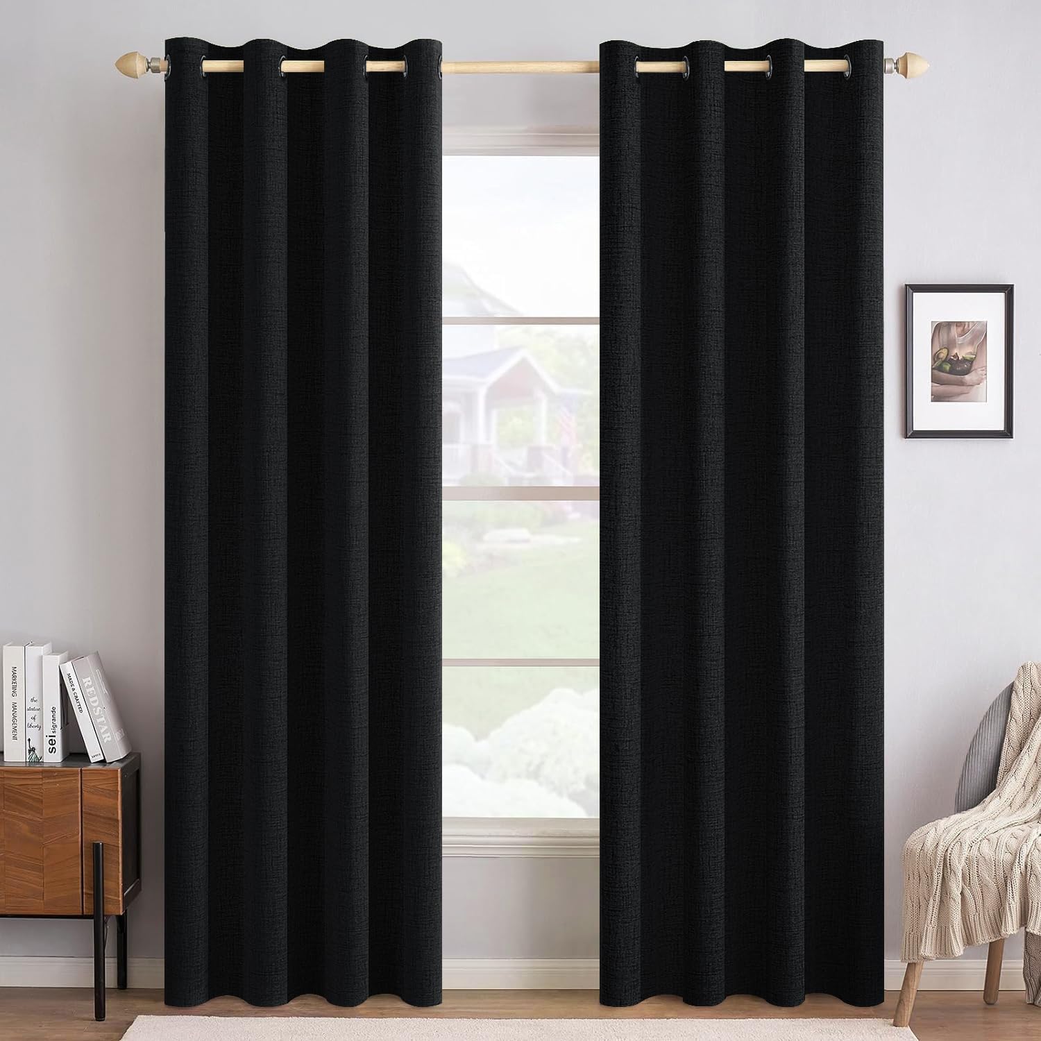 100% Blackout Linen Curtains for Bedroom & Living Room