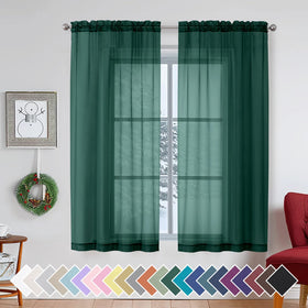 Airy Sheer Voile Curtains Set for Living Room & Bedroom