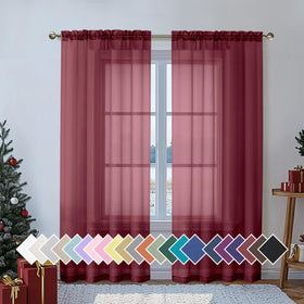 Airy Sheer Voile Curtains Set for Living Room & Bedroom