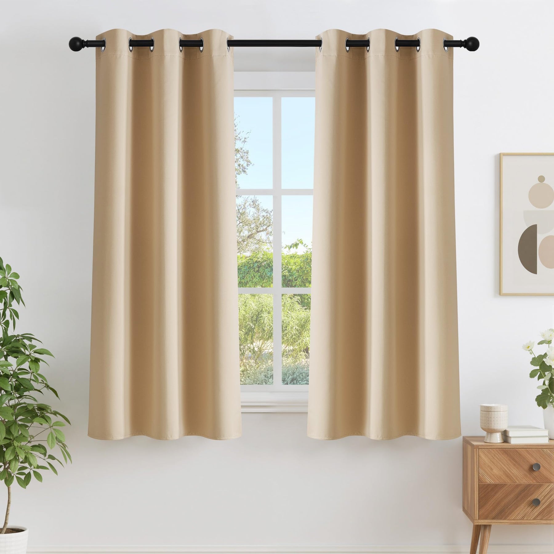 Grommet Blackout Curtains Set for Windows