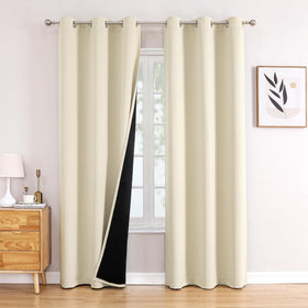 100% Blackout Thermal Insulated Grommet Curtains Set