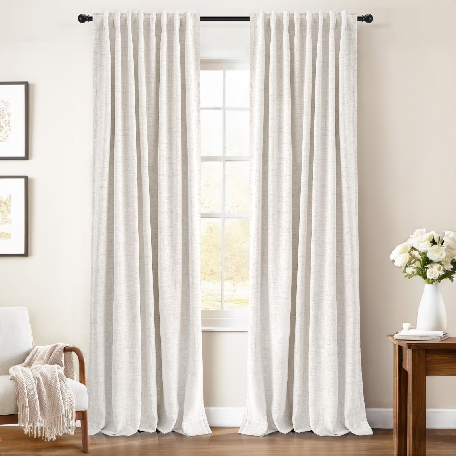 100% Blackout Linen Curtains for Bedroom