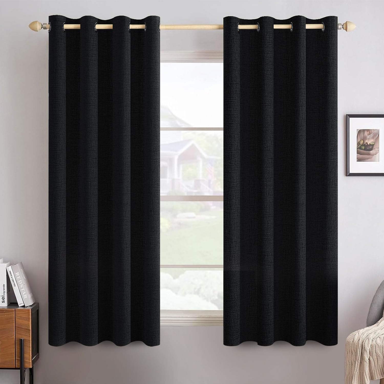100% Blackout Linen Curtains for Bedroom & Living Room