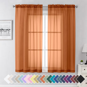 Airy Sheer Voile Curtains Set for Living Room & Bedroom