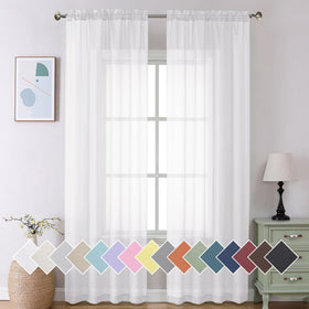 Airy Sheer Voile Curtains Set for Living Room & Bedroom