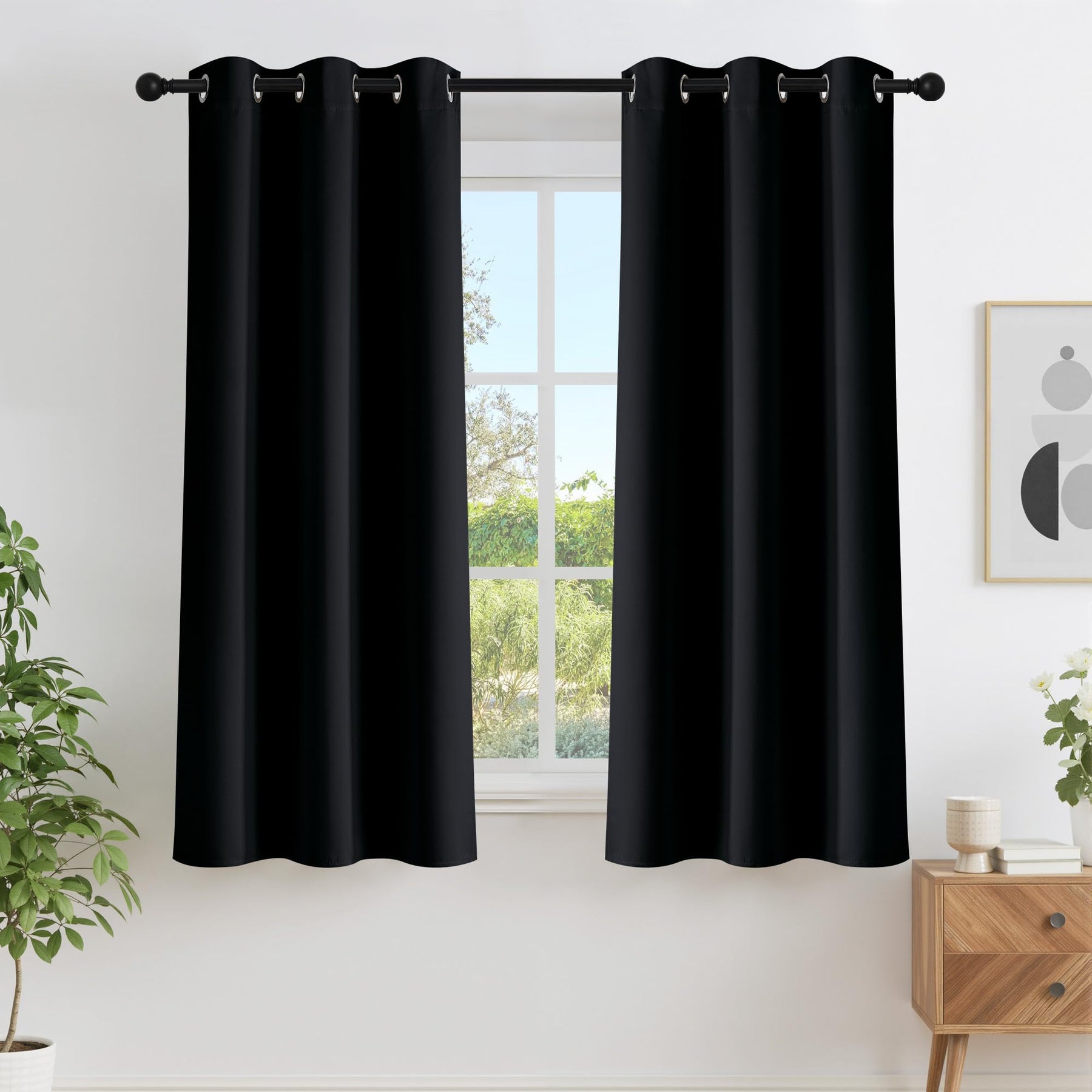 Grommet Blackout Curtains Set for Windows