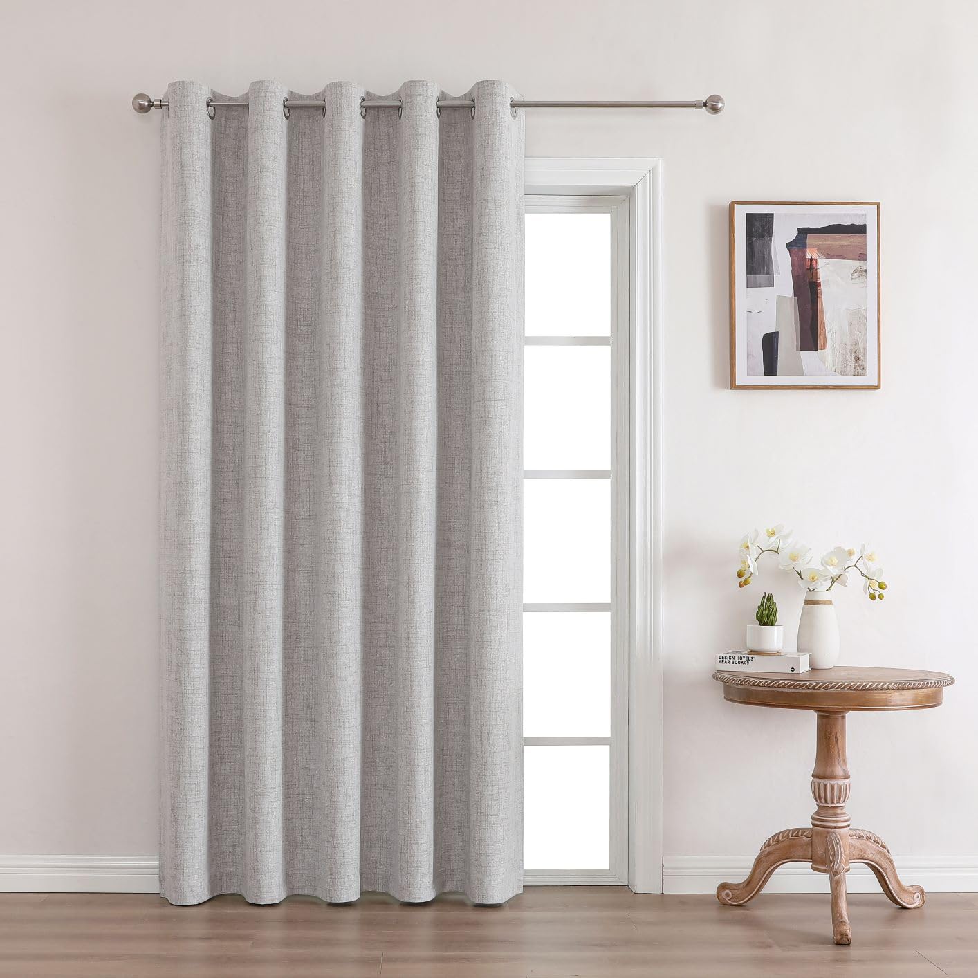 Joydeco 52 Inch Wide Bedroom 100% Faxu Linen Textured Privacy Curtains