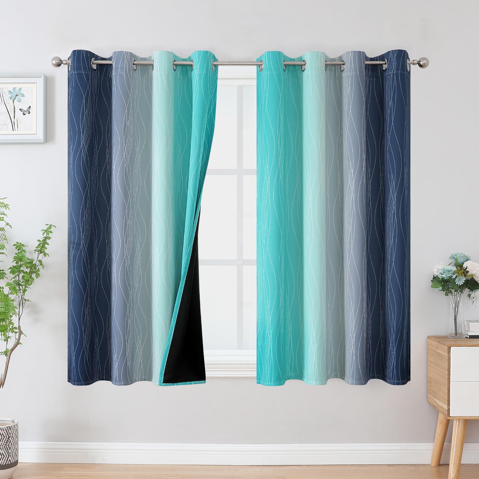 Estelar Textiler Ombre Blackout Curtains for Bedroom 2 Panels Set