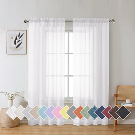 Airy Sheer Voile Curtains Set for Living Room & Bedroom