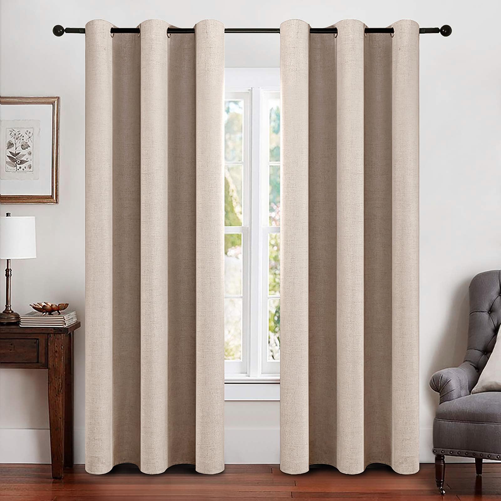 100% Blackout Linen Curtains for Bedroom & Living Room
