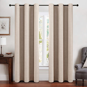 100% Blackout Linen Curtains for Bedroom & Living Room
