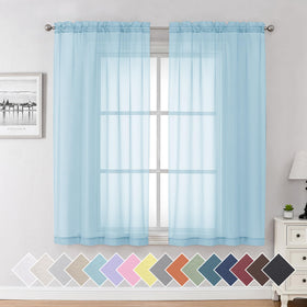 Airy Sheer Voile Curtains Set for Living Room & Bedroom