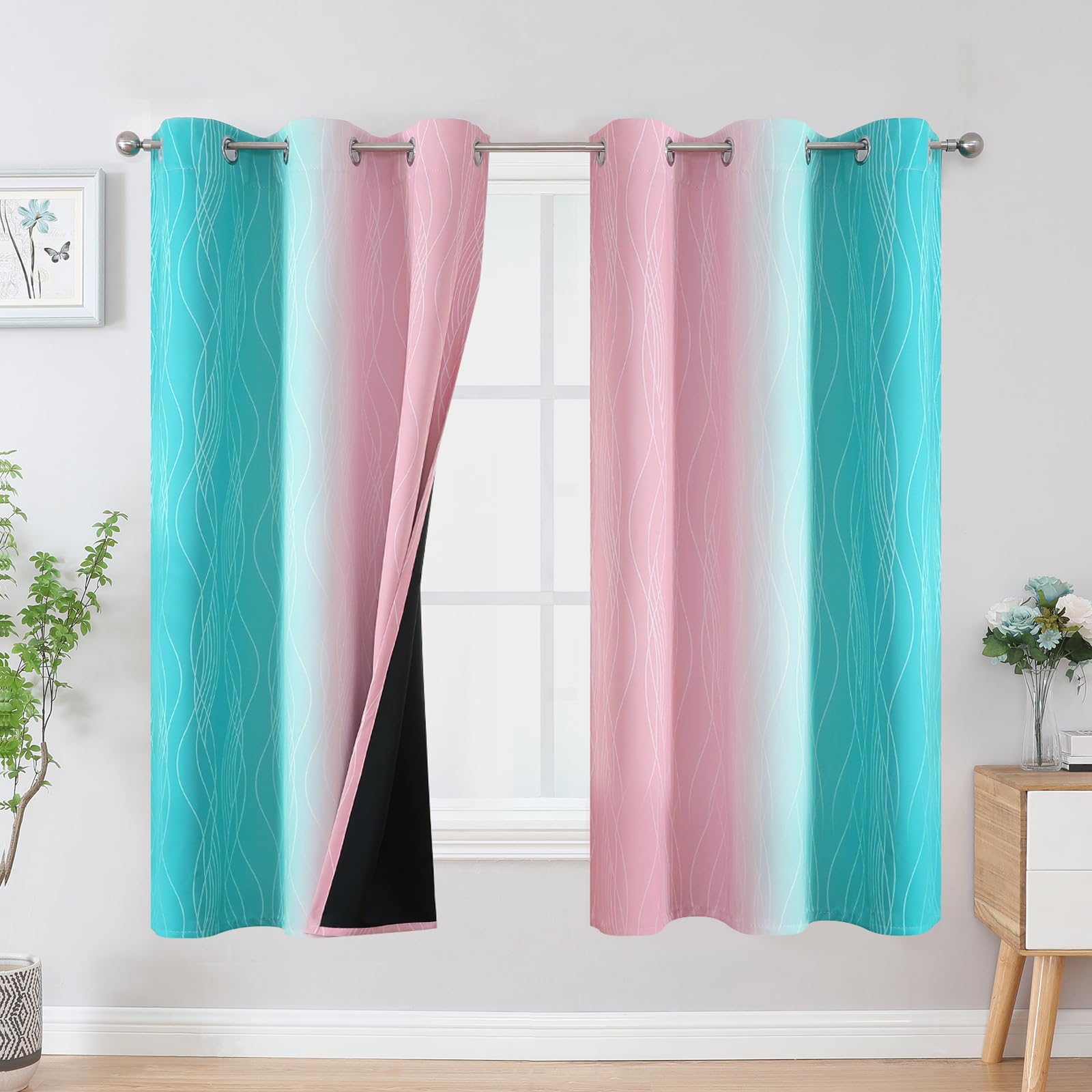 Estelar Textiler Ombre Blackout Curtains for Bedroom 2 Panels Set