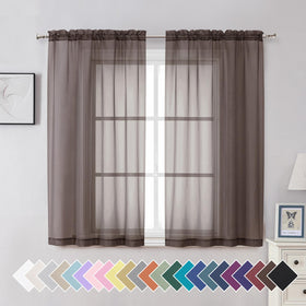 Airy Sheer Voile Curtains Set for Living Room & Bedroom