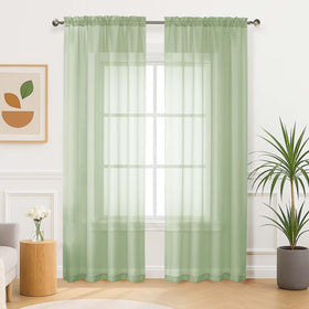 Airy Sheer Voile Curtains Set for Living Room & Bedroom