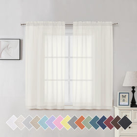 Airy Sheer Voile Curtains Set for Living Room & Bedroom