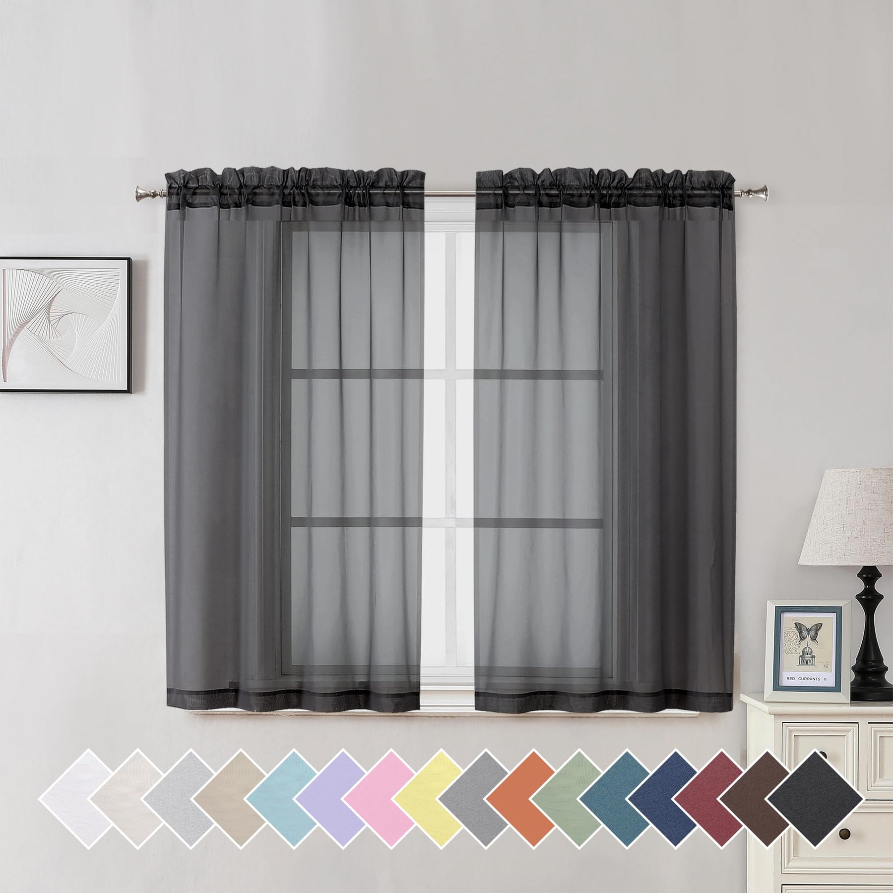 Airy Sheer Voile Curtains Set for Living Room & Bedroom
