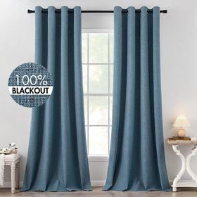 100% Blackout Linen Curtains for Bedroom & Living Room