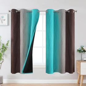 Estelar Textiler Ombre Blackout Curtains for Bedroom 2 Panels Set