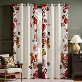 Boho Floral Room Darkening Linen Curtains
