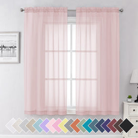 Airy Sheer Voile Curtains Set for Living Room & Bedroom