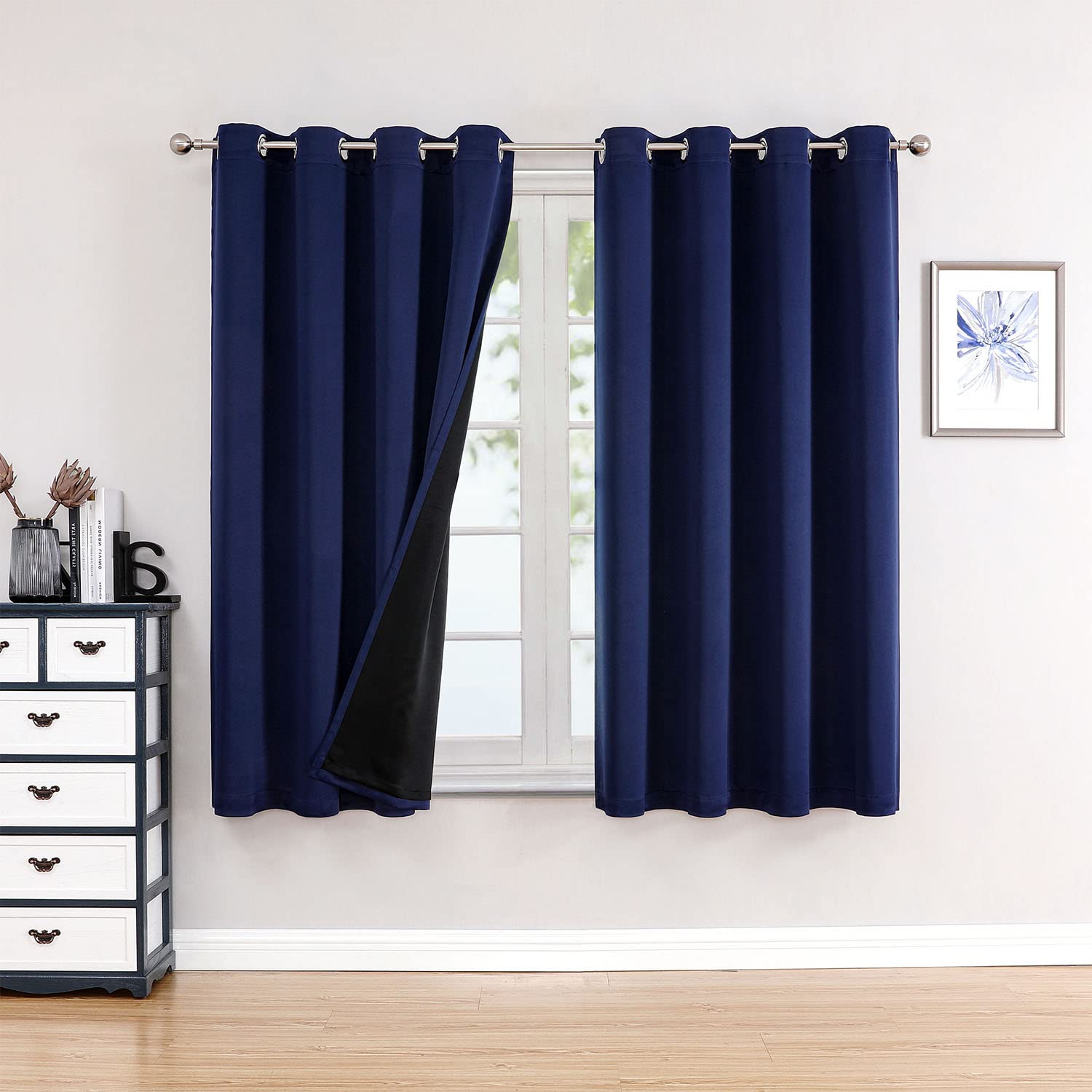 100% Blackout Thermal Insulated Grommet Curtains Set