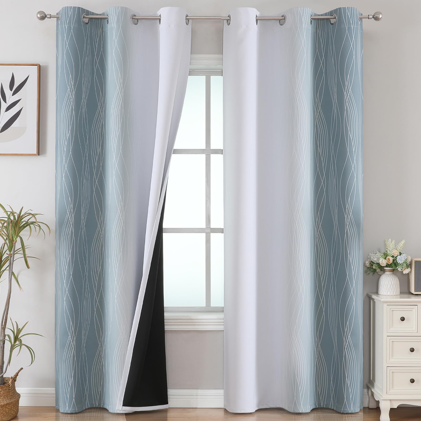 Estelar Textiler Ombre Blackout Curtains for Bedroom 2 Panels Set
