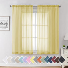 Airy Sheer Voile Curtains Set for Living Room & Bedroom