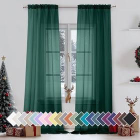 Airy Sheer Voile Curtains Set for Living Room & Bedroom