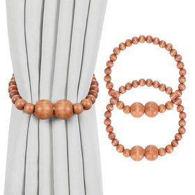 Boho Wood Bead Magnetic Curtain Tiebacks