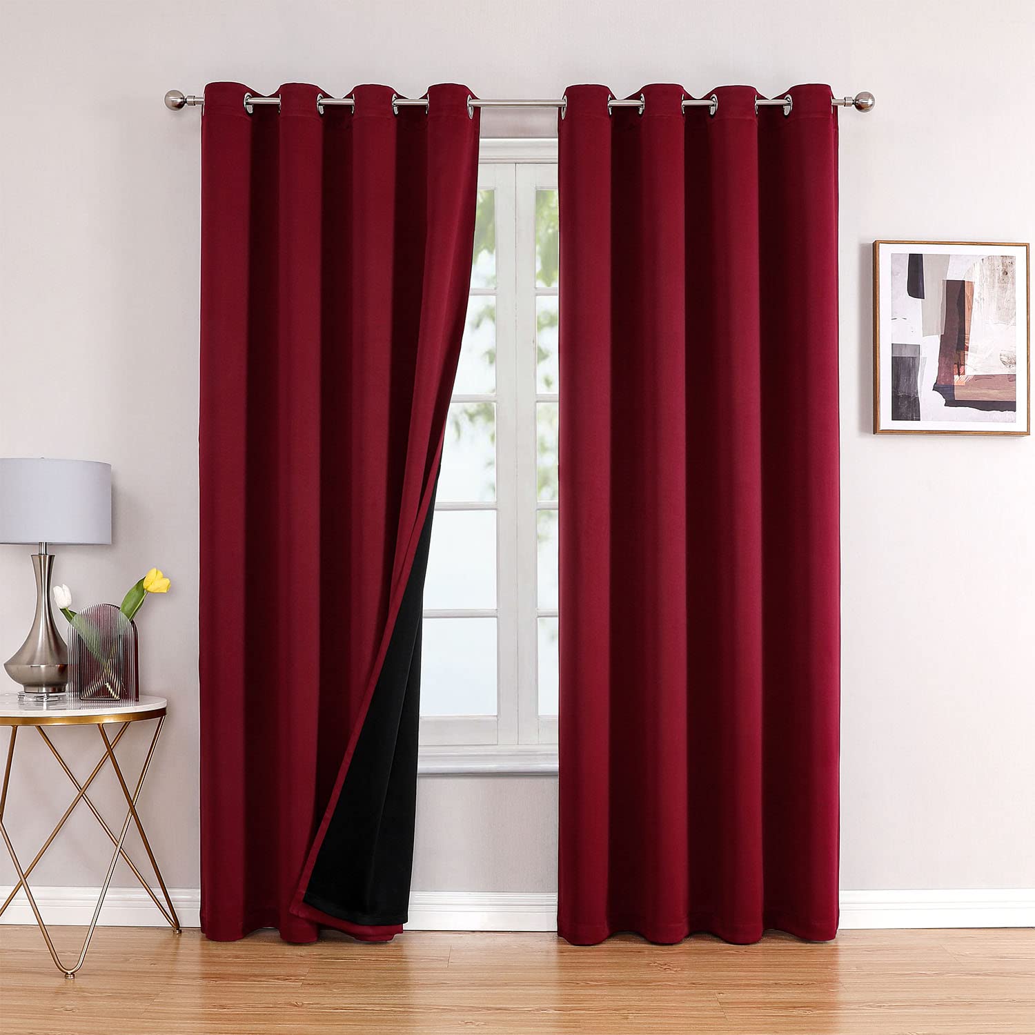 100% Blackout Thermal Insulated Grommet Curtains Set