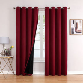 100% Blackout Thermal Insulated Grommet Curtains Set